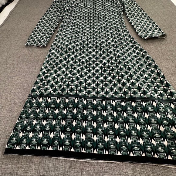 Max Studio Dress Wrap Side‎ Tye Small Stretch Green White Geometric Print - Picture 12 of 13